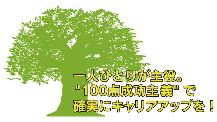 一人ひとりが主役。“100点成功主義”で確実にキャリアアップを！